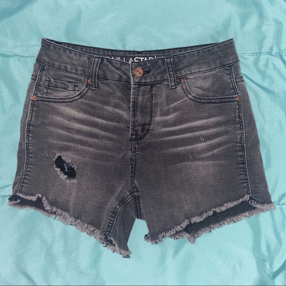 High-Rise Midi Black Shorts